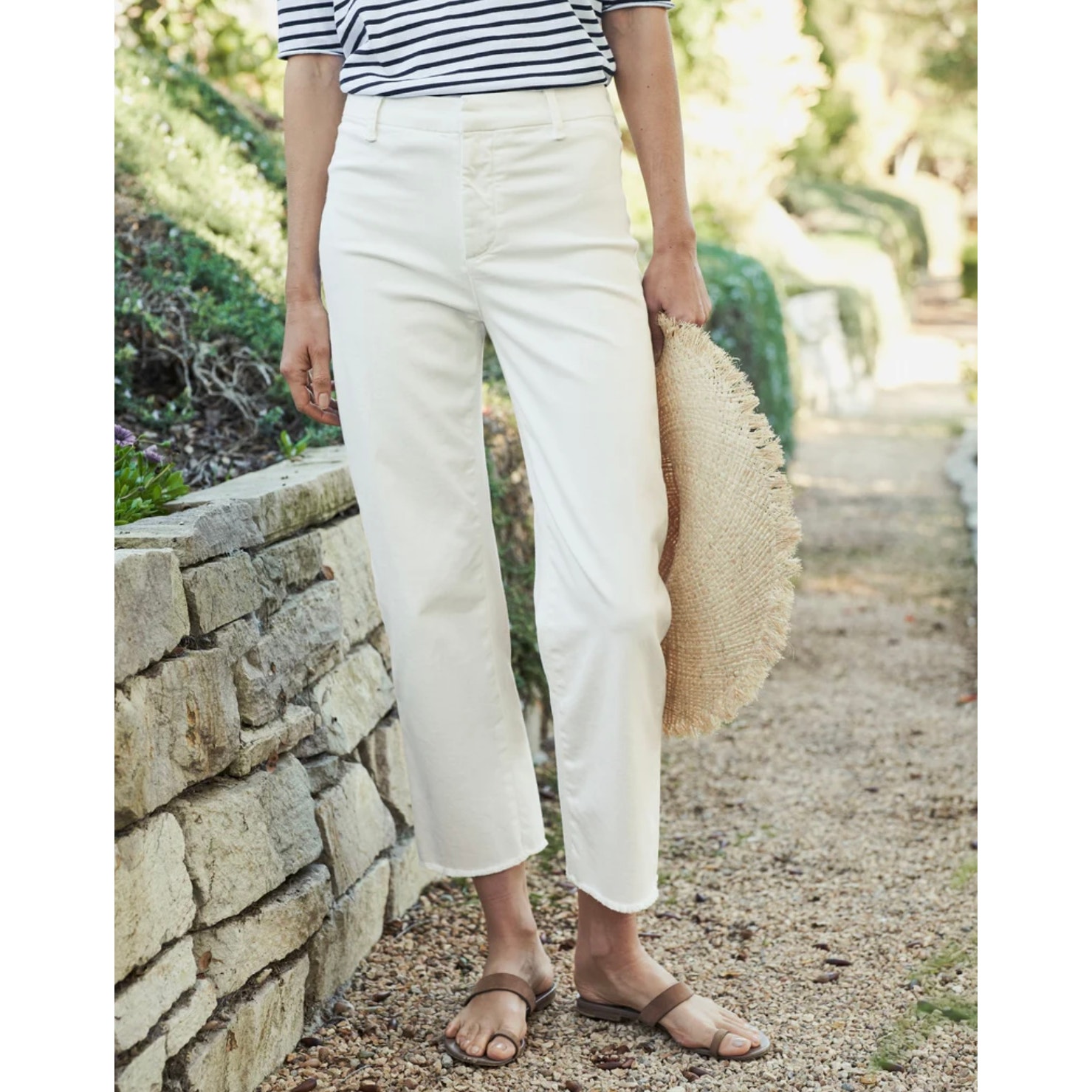 Frank & Eileen Kinsale Vintage White High Rise Wide Leg Linen Blend Pants Size 0